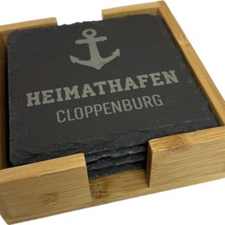 Schieferuntersetzer „Heimathafen“ Ortsname variabel